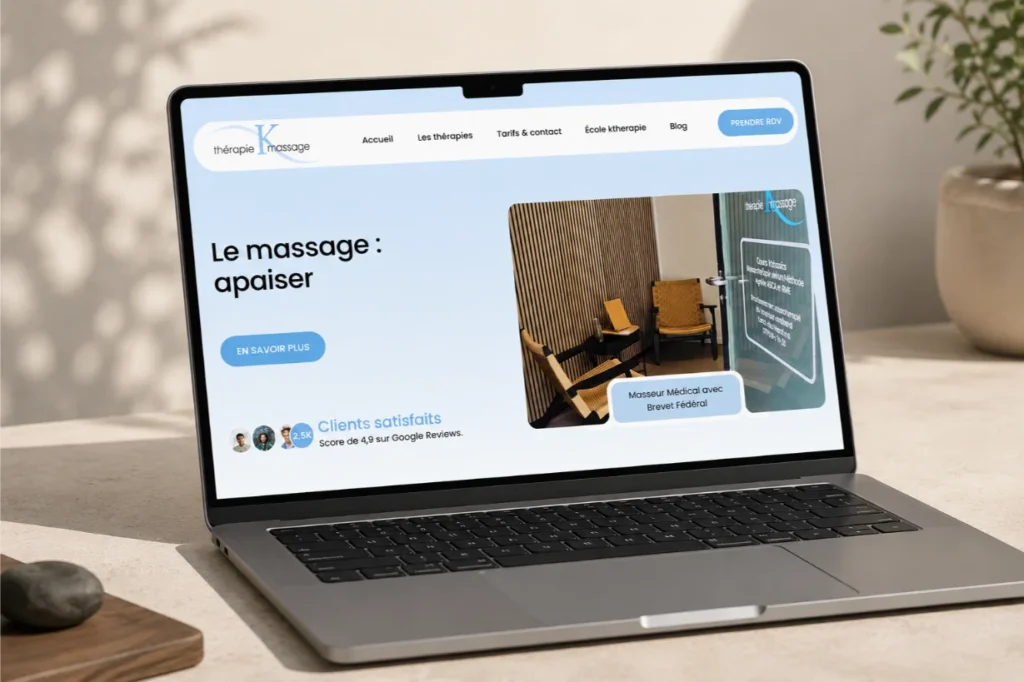 le site de ktherapie sur laptop