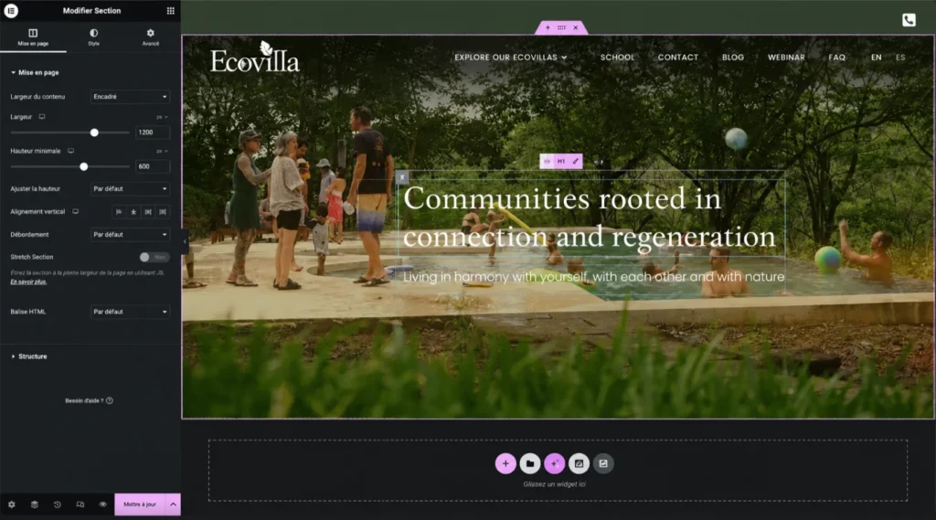 le site de laecovilla sur elementor