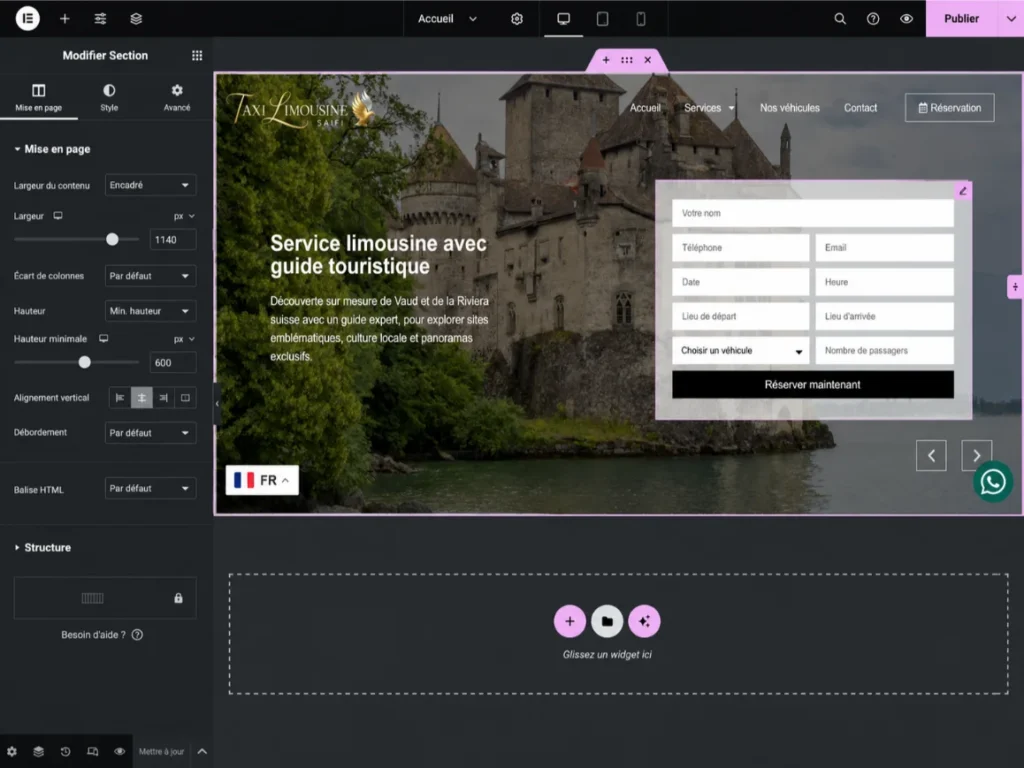le site de saifi limousine sur elementor